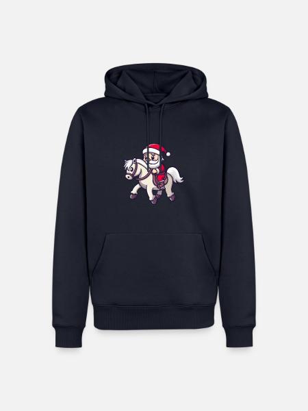 Horse Santa Claus - Men’s Premium Organic Hoodie - navy