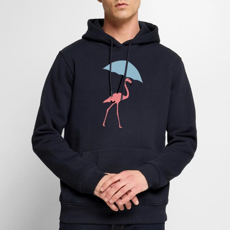 Flamingo mit Regenschirm oder Sonnenschirm Männer Premium Bio Hoodie