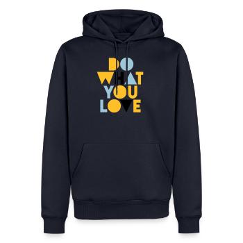 do what you love - Männer Premium Bio Hoodie - Navy - Vorne - Nico (187cm)