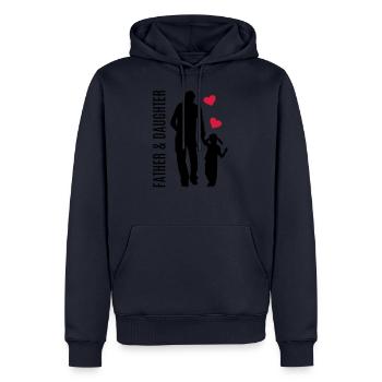 Père et fille meilleur papa fille coeur main - Sweat à capuche Premium bio Homme - bleu marine - Devant - Nico (187cm)