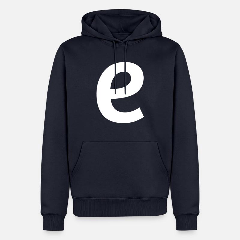 Buchstabe e "e" weiß - Männer Premium Bio Hoodie - Navy