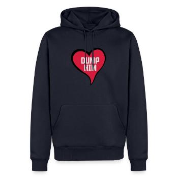 dump him Zitat Logo - Männer Premium Bio Hoodie - Navy - Vorne - Nico (187cm)