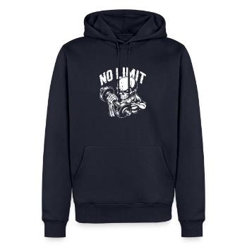 Bodybuilding Skull Workout and No Limit - Männer Premium Bio Hoodie - Navy - Vorne - Nico (187cm)
