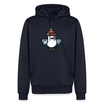 Mouette de la mer du Nord avec bonnet T-shirt - Sweat à capuche Premium bio Homme - bleu marine - Devant - Nico (187cm)