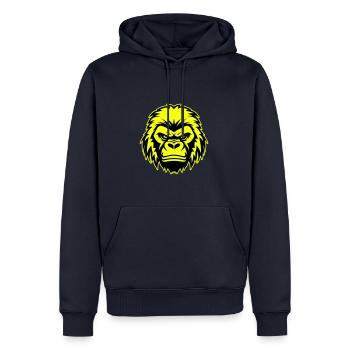 Icône de portrait de tête de gorille - Sweat à capuche Premium bio Homme - bleu marine - Devant - Nico (187cm)
