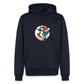 Colibri Oiseau Noël Noël - Sweat à capuche Premium bio Homme - bleu marine - Devant - Nico (187cm)