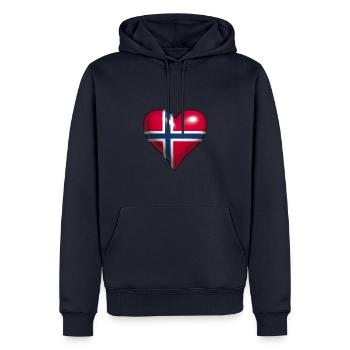 Norwegen glänzendes Herz rot weiß blau Flagge - Männer Premium Bio Hoodie - Navy - Vorne - Nico (187cm)