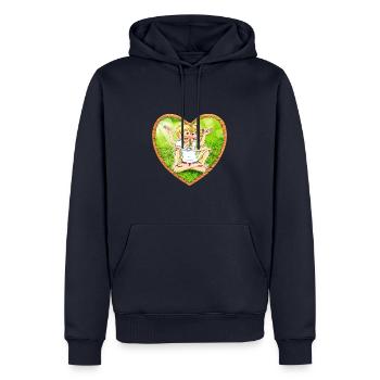 Herz-Barfuß-Zwillingsgeschwister - Männer Premium Bio Hoodie - Navy - Vorne - Nico (187cm)
