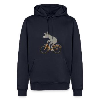 Drahtesel, orange - Männer Premium Bio Hoodie - Navy - Vorne - Nico (187cm)