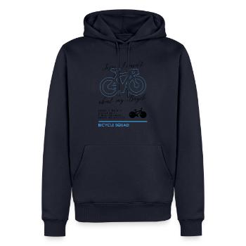 Réflexions sur les vélos, le cyclisme, - Sweat à capuche Premium bio Homme - bleu marine - Devant - Nico (187cm)