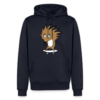Skate-Igel "Knut H. Heckmann" - Männer Premium Bio Hoodie - Navy - Vorne - Nico (187cm)