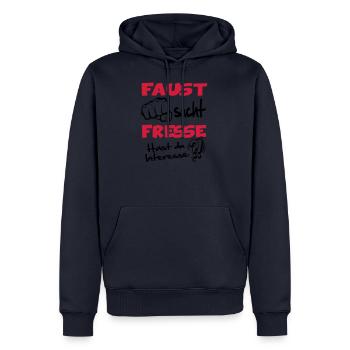 Faust sucht Fresse - Männer Premium Bio Hoodie - Navy - Vorne - Nico (187cm)