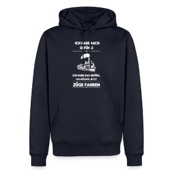 Modelleisenbahn Dampflok Modellbau Zug Lok Spruch - Männer Premium Bio Hoodie - Navy - Vorne - Nico (187cm)