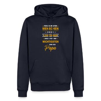 Lokführer Zugführer Eisenbahn Zug Tram Papa Vater - Männer Premium Bio Hoodie - Navy - Vorne - Nico (187cm)