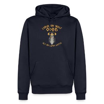 Wolf Odins lamm gottes Geschenk Dänemark Nord - Männer Premium Bio Hoodie - Navy - Vorne - Nico (187cm)