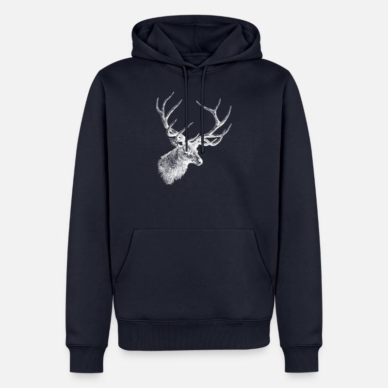 Hirsch Elch Geweih Hirschkopf Jäger - Männer Premium Bio Hoodie - Navy
