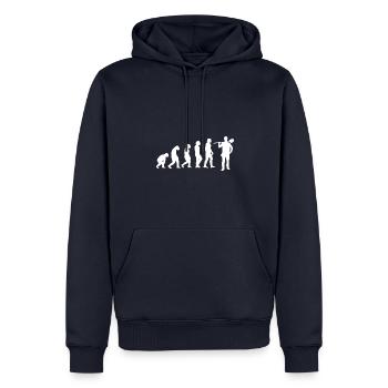 Evolution Betonbauer - Männer Premium Bio Hoodie - Navy - Vorne - Nico (187cm)
