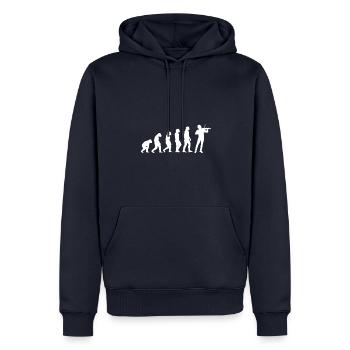 Evolution Geiger - Männer Premium Bio Hoodie - Navy - Vorne - Nico (187cm)