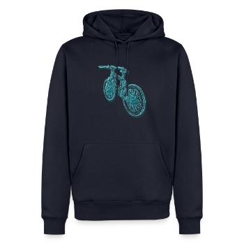 VTT, vélo, vélo, lignes, bleu - Sweat à capuche Premium bio Homme - bleu marine - Devant - Nico (187cm)