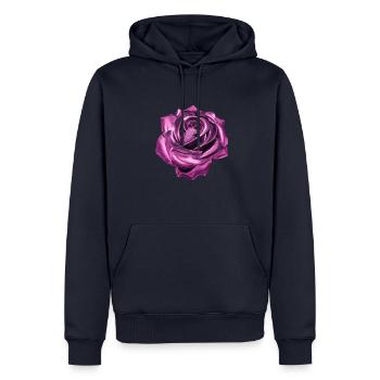 Rose, pink, Metall,,metallisch - Männer Premium Bio Hoodie - Navy - Vorne - Nico (187cm)
