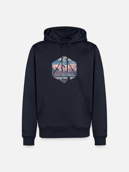 Geometrisches Alpen-Panorama Alpen Berge - Männer Premium Bio Hoodie - Navy