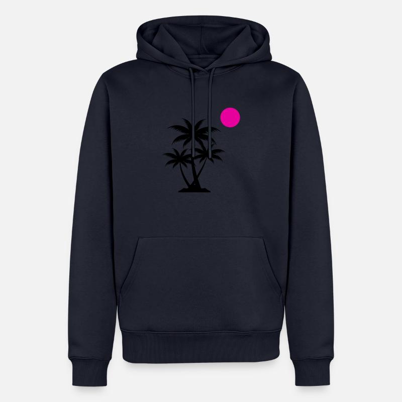 Palm Coucher de soleil - Sweat à capuche Premium bio Homme - bleu marine