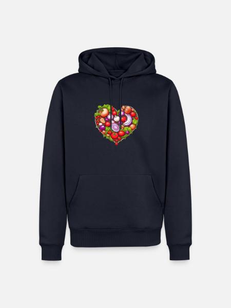 Gemüseherz, Gemüse, Herz, Salat, Tomaten - Männer Premium Bio Hoodie - Navy