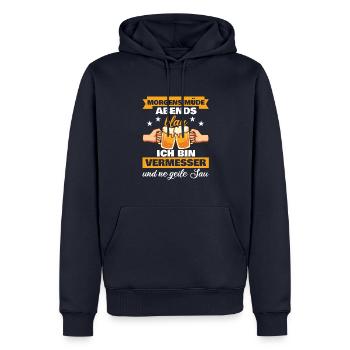 Morgens Müde Abends Blau Vermesser - Männer Premium Bio Hoodie - Navy - Vorne - Nico (187cm)