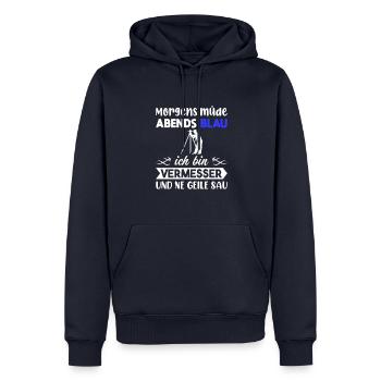Morgens Müde Abends Blau Vermesser - Männer Premium Bio Hoodie - Navy - Vorne - Nico (187cm)