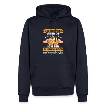 Morgens Müde Abends Blau Fliesenleger - Männer Premium Bio Hoodie - Navy - Vorne - Nico (187cm)