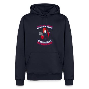 In meinem Zimmer und schaue Anime - Männer Premium Bio Hoodie - Navy - Vorne - Nico (187cm)