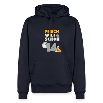 14 Jahre Geburtstag Junge Mädchen Fuchs - Männer Premium Bio Hoodie - Navy - Vorne - Nico (187cm)