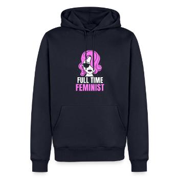 Full time feminist - Männer Premium Bio Hoodie - Navy - Vorne - Nico (187cm)