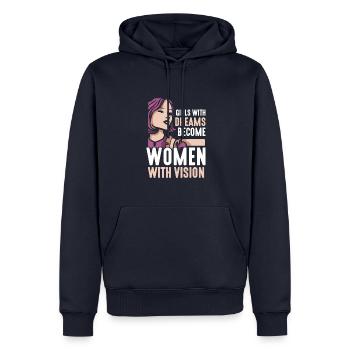 Girls with dreams become women with vision - Männer Premium Bio Hoodie - Navy - Vorne - Nico (187cm)