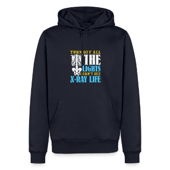 Turn off all the lights I can't see x-ray life - Männer Premium Bio Hoodie - Navy - Vorne - Nico (187cm)