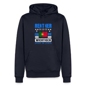 Rentner Rente Rentenbeginn Portugal - Männer Premium Bio Hoodie - Navy - Vorne - Nico (187cm)