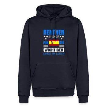 Rentner Rente Rentenbeginn Spanien - Männer Premium Bio Hoodie - Navy - Vorne - Nico (187cm)