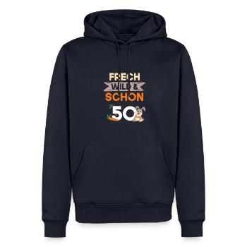 Geschenk 50 Jahre Geburtstag Hase Kaninchen - Männer Premium Bio Hoodie - Navy - Vorne - Nico (187cm)