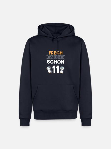 11 Jahre Geburtstag Junge Mädchen Pinguin - Männer Premium Bio Hoodie - Navy