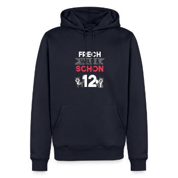 12 Jahre Geburtstag Junge Mädchen Wolf - Männer Premium Bio Hoodie - Navy - Vorne - Nico (187cm)