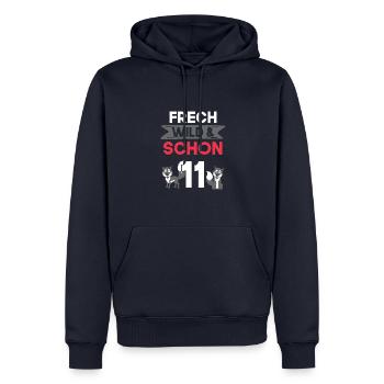 11 Jahre Geburtstag Junge Mädchen Wolf - Männer Premium Bio Hoodie - Navy - Vorne - Nico (187cm)