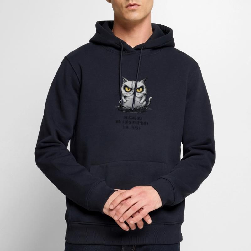 Debugging Code Cat Keyboard Expert Humor Men’s Premium Organic Hoodie