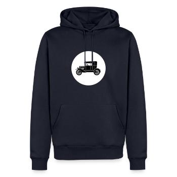 Keep it simple (black on white) - Männer Premium Bio Hoodie - Navy - Vorne - Nico (187cm)