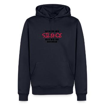Sometimes silence is the best answer - Sweat à capuche Premium bio Homme - bleu marine - Devant - Nico (187cm)