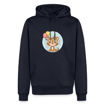 Bébé d’anniversaire léopard - Sweat à capuche Premium bio Homme - bleu marine - Devant - Nico (187cm)