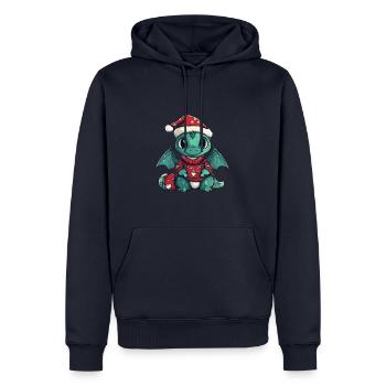 Drache Weihnachten Comic - Männer Premium Bio Hoodie - Navy - Vorne - Nico (187cm)