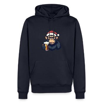 Bière de singe Noël - Sweat à capuche Premium bio Homme - bleu marine - Devant - Nico (187cm)