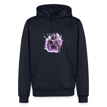 Fitness Homme Muscles Musculation - Sweat à capuche Premium bio Homme - bleu marine - Devant - Nico (187cm)