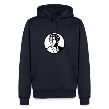 Heinrich Heine - Männer Premium Bio Hoodie - Navy - Vorne - Nico (187cm)