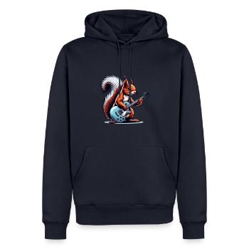 Écureuil jouant de la guitare électrique Rock Music - Sweat à capuche Premium bio Homme - bleu marine - Devant - Nico (187cm)